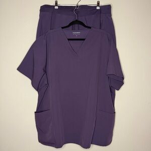 MANDALA Purple Top and Jogger Bottom Nursing Scrubs Set